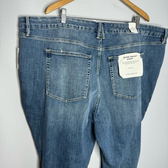 Good American Good Waist Crop Chew Hem Jean High Rise Stretch Size 30 Plus - Picture 6 of 11